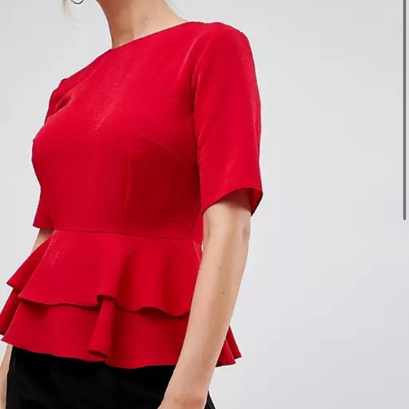 ASOS double peplum top in Red - Picture 5 of 10